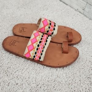 Beek By Two Birds Women's Finch Leather Toe Ring Sandals Size 6 Toe Strap